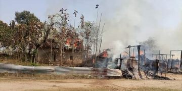 दाङकाे राजपुरमा आगलागी, पाँच घर जलेर नष्ट