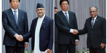 नेपाल भ्रमणमा रहेका चिनियाँ जनकंग्रेसका अध्यक्ष लीसँग पूर्वप्रधानमन्त्रीद्वय ओली र प्रचण्डबिच भेटवार्ता