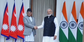 प्रधानमन्त्री  ‘प्रचण्ड’ र  भारतीय समकक्षी नरेन्द्र मोदीबीचको भेटवार्ता सकियाे,  पत्रकार सम्मेलनकाे आयोजना