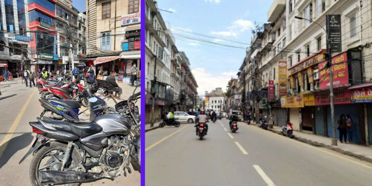 महानगरद्वारा न्युरोड क्षेत्रको कालोपत्रे सडकमा सवारी पार्किङमा रोक