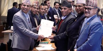 सत्ता गठबन्धनबाट राष्ट्रिय सभा अध्यक्षमा माओवादीका दाहालले गरे उम्मेदवारी दर्ता