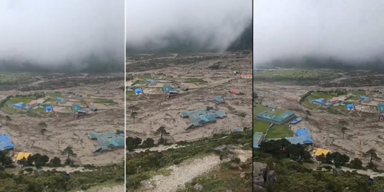 सोलुको थामेमा बाढीले एकजना बेपत्ता, २० वटा घरमा पूर्ण क्षति, १ सय ४० जना विस्थापित